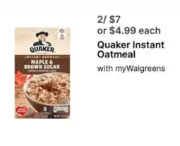 Walgreens Quaker Instant Oatmeal offer