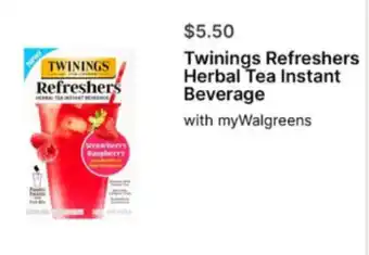 Walgreens Twinings Refreshers Herbal Tea Instant Beverage offer