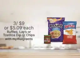Walgreens Ruffles, Lay's or Tostitos Dip or Chips offer