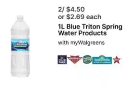 Walgreens Blue Triton Spring Water Products offer