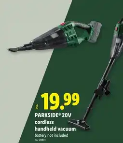 Lidl PARKSIDE 20V cordless handheld vacuum offer