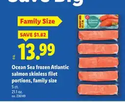 Lidl Ocean Sea frozen Atlantic salmon skinless filet portions, family size offer