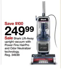Target Shark Lift-Away upright vacuum with Power Fins HairPro and Odor Neutralizer technology offer