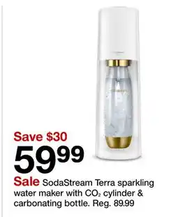 Target SodaStream Terra sparkling water maker with CO₂ cylinder & carbonating bottle offer
