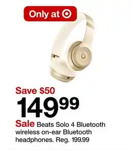 Target Beats Solo 4 Bluetooth wireless on-ear Bluetooth headphones offer