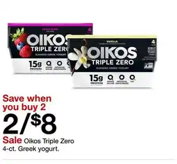 Target Oikos Triple Zero 4-ct. Greek yogurt offer