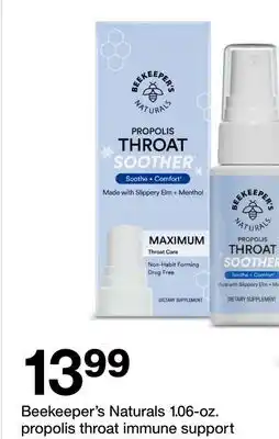 Target Beekeeper's Naturals 1.06-oz. propolis throat immune support offer