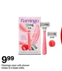 Target Flamingo razor with shower holder & 2 blade refills offer