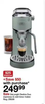 Target DeLonghi Dedica Duo espresso & cold brew maker offer
