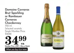 Pavilions Domaine Carneros Brut Sparkling or Rombauer Carneros Chardonnay offer