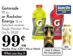 Pavilions Gatorade 28 oz. or Rockstar Energy 16 oz offer