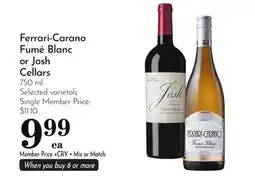 Pavilions Ferrari-Carano Fumé Blanc or Josh Cellars offer