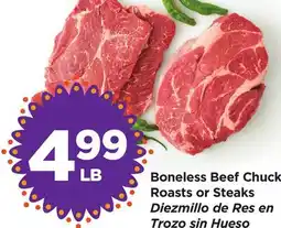 Food 4 Less Boneless Beef Chuck Roasts or Steaks offer