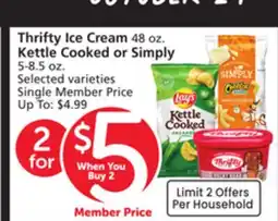 Albertsons Thrifty Ice Cream 48 oz. Kettle Cooked or Simply 5-8.5 oz offer