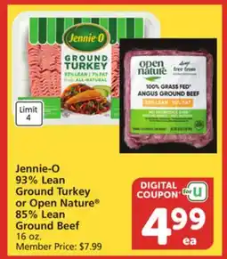 Albertsons Jennie-O 93% Lean Ground Turkey or Open Nature 85% Lean Ground Beef 16 oz offer