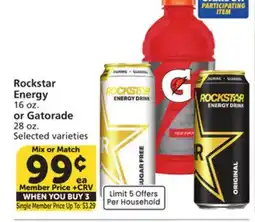 Albertsons Rockstar Energy 16 oz. or Gatorade 28 oz offer