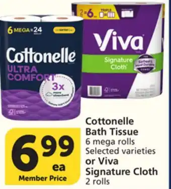 Albertsons Cottonelle Bath Tissue 6 mega rolls Selected varieties or Viva Signature Cloth 2 rolls offer