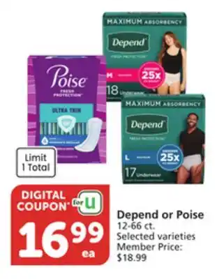Albertsons Depend or Poise offer