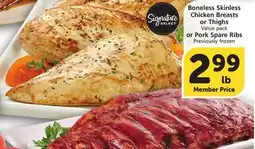 Albertsons Boneless Skinless Chicken Breasts or Thighs Value pack or Pork Spare Ribs offer