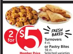 Vons Turnovers 4 ct. or Pastry Bites 18 ct offer