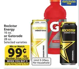 Vons Rockstar Energy 16 oz. or Gatorade 28 oz offer