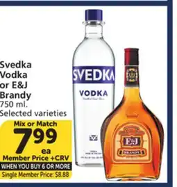 Vons Svedka Vodka or E&J Brandy offer