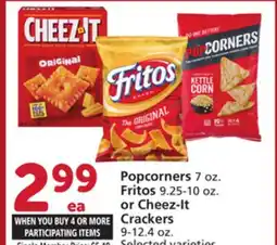 Vons Popcorners 7 oz., Fritos 9.25-10 oz. or Cheez-It Crackers 9-12.4 oz offer