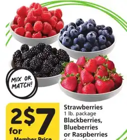 Vons Strawberries 1 lb. package Blackberries, Blueberries or Raspberries offer