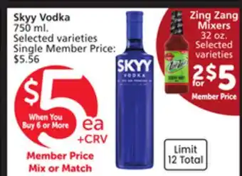 Vons Skyy Vodka offer