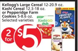 Vons Kellogg's Large Cereal 12-20.9 oz. Kashi Cereal 12.3-18 oz. or Pepperidge Farm Cookies 5-8.6 oz offer