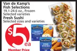 Vons Van de Kamp's Fish Selections 19.1-24.6 oz., Frozen Selected varieties Fresh Sushi offer