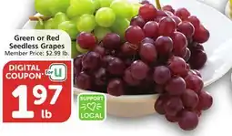 Vons Green or Red Seedless Grapes offer