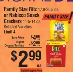 Smart & Final Family Size Ritz or Nabisco Snack Crackers offer