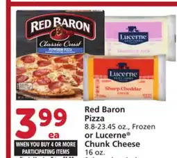 Vons Red Baron Pizza 8.8-23.45 oz., Frozen or Lucerne Chunk Cheese 16 oz offer
