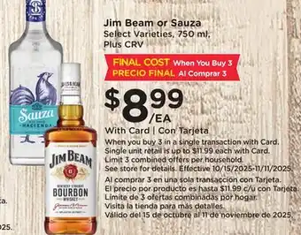Ralphs Jim Beam or Sauza offer