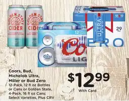 Ralphs Coors, Bud, Michelob Ultra, Miller or Bud Zero offer