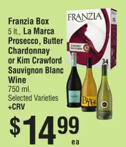 Smart & Final Franzia Box, La Marca Prosecco, Butter Chardonnay or Kim Crawford Sauvignon Blanc Wine offer