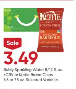 Stater Bros Bubly Sparkling Water 8/12 fl. oz. or Kettle Brand Chips 6.5 or 7.5 oz offer