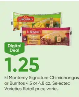Stater Bros El Monterey Signature Chimichangas or Burritos offer