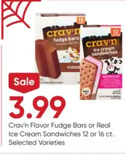 Stater Bros Crav'n Flavor Fudge Bars or Real Ice Cream Sandwiches offer