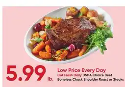 Stater Bros USDA Choice Beef Boneless Chuck Shoulder Roast or Steaks offer