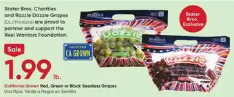 Stater Bros Red, Green or Black Seedless Grapes offer