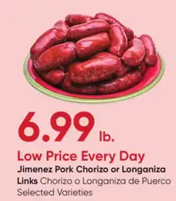 Stater Bros Jimenez Pork Chorizo or Longaniza Links offer
