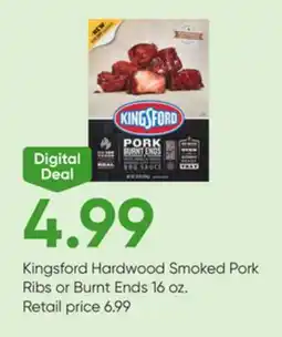 Stater Bros Kingsford Hardwood Smoked Pork Ribs or Burnt Ends offer