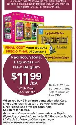 Ralphs Pacifico, Stone, Lagunitas or New Belgium offer