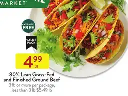 Fresh Thyme 80% Lean Grass-Fed and Finished Ground Beef offer