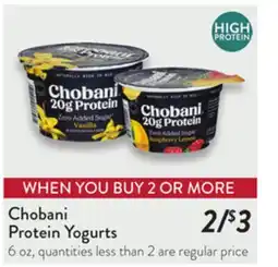 Fresh Thyme Chobani Protein Yogurts offer
