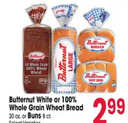 Jewel-Osco Butternut White or 100% Whole Grain Wheat Bread 20 oz. or Buns 8 ct offer