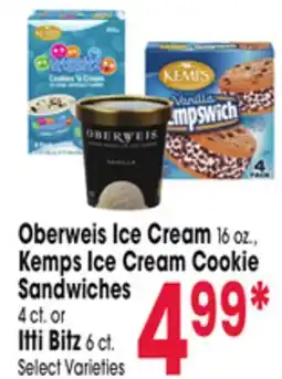 Jewel-Osco Oberweis Ice Cream 16 oz., Kemps Ice Cream Cookie Sandwiches 4 ct. or Itti Bitz 6 ct offer