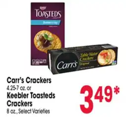 Jewel-Osco Carr's Crackers 4.25-7 oz. or Keebler Toasteds Crackers 8 oz offer